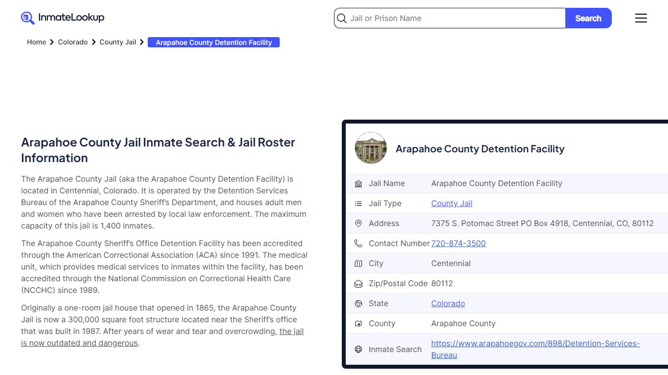 Arapahoe County Detention Facility Inmate Search and Jail Roster ...